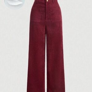 Elegant Burgundy Wide-Leg Pants